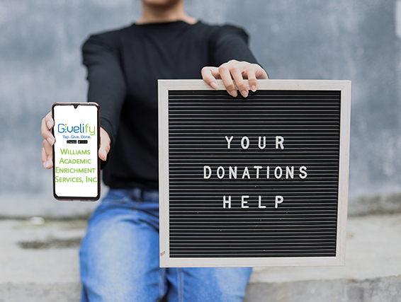 smartphone-donation-and-charity Female holding a sign with Givelify logo on smartphone